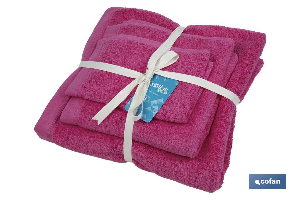 JUEGO DE 3  TOALLAS FUCSIA 580 G/M2  GAMA PRIMAVERA 30X50  50X100  70X140 CM