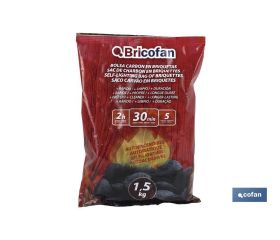 Bolsa de carbón en Briquetas | Autoencendibles | Peso 1,5 kg
