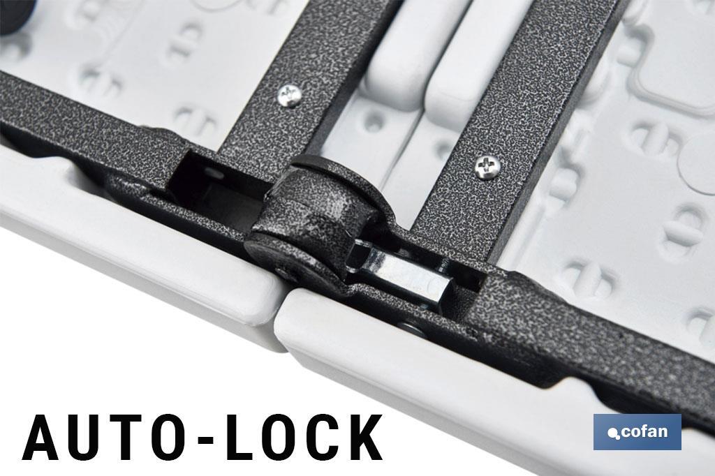 MESA PLEGABLE RECTANGULAR BLANCA CON BLOQUEO DE SEGURIDAD 180x70x72 CM