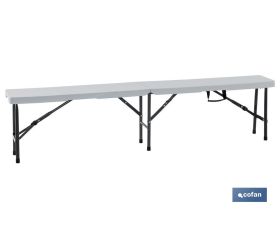 Banco Plegable de Polietileno de alta densidad | Estructura de acero con sistema Plegable | Con Asa para transportar