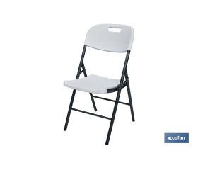 Silla plegable de color blanco | Adecuada para interiores y exteriores | Medidas: 46 x 53 x 86 cm