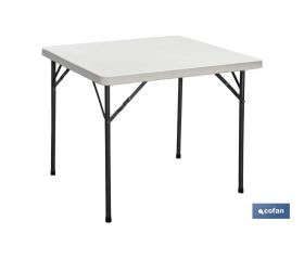 Mesa de catering plegable cuadrada portátil | Color blanco de 88 cm de lado | Mesa Multiusos