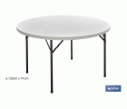 Mesa plegable redonda de color blanco | Peso máximo: 150 kg | Adecuada para 8 personas | Medidas abierta: Ø120 x 74 cm