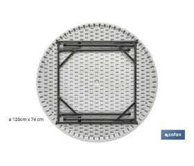 MESA REDONDA PLEGABLE BLANCA 120X74CM