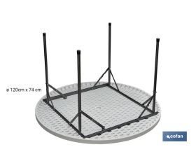 MESA REDONDA PLEGABLE BLANCA 120X74CM