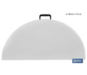 MESA REDONDA PLEGABLE BLANCA 180X74CM