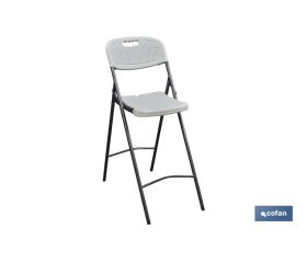 Silla alta plegable de color blanco | Adecuada para interior y exterior | Medidas: 77 x 44 x 109 cm