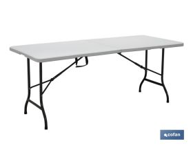 MESA PLEGABLE RECTANGULAR BLANCA CON BLOQUEO DE SEGURIDAD 180X75X72 CM