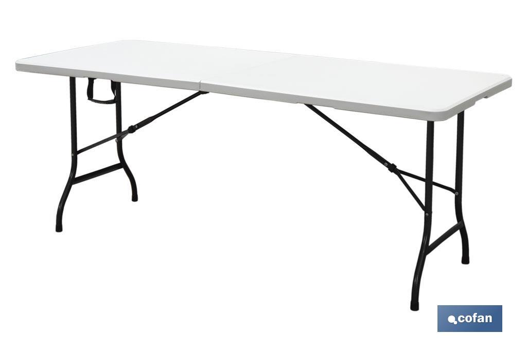 MESA PLEGABLE RECTANGULAR BLANCA CON BLOQUEO DE SEGURIDAD 180X75X72 CM