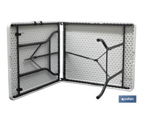 MESA PLEGABLE RECTANGULAR BLANCA CON BLOQUEO DE SEGURIDAD 180X75X72 CM