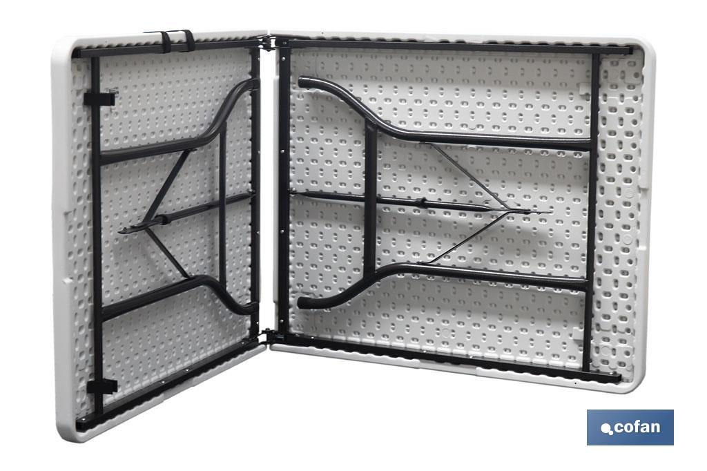 MESA PLEGABLE RECTANGULAR BLANCA CON BLOQUEO DE SEGURIDAD 180X75X72 CM