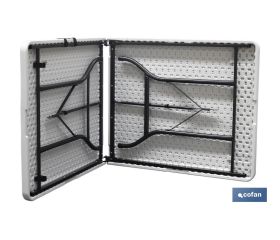 MESA PLEGABLE RECTANGULAR BLANCA CON BLOQUEO DE SEGURIDAD 180X75X72 CM