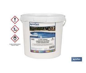 Cloro granulado para piscinas | Disolución lenta | Envases de 5 kilos