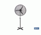 Ventilador industrial de pie con 3 velocidades en color negro | Potencia: 200 W | Gran caudal de aire | Oscilación 80° | Medidas: 81 x 81 x 189 cm