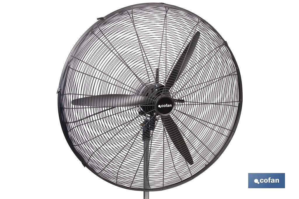 VENTILADOR INDUSTRIAL DE PIE OSCILANTE NEGRO CON 3 VELOCIDADES Ø75 CM 200 W