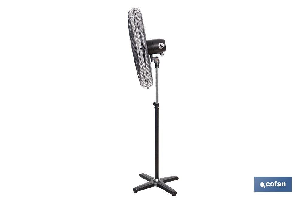 VENTILADOR INDUSTRIAL DE PIE OSCILANTE NEGRO CON 3 VELOCIDADES Ø75 CM 200 W
