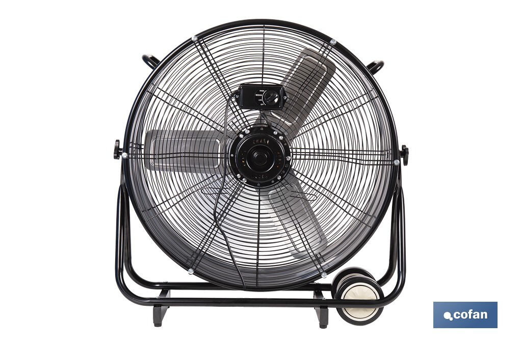 VENTILADOR INDUSTRIAL DE SUELO OSCILANTE NEGRO CON 3 VELOCIDADES Ø60 CM 250 W