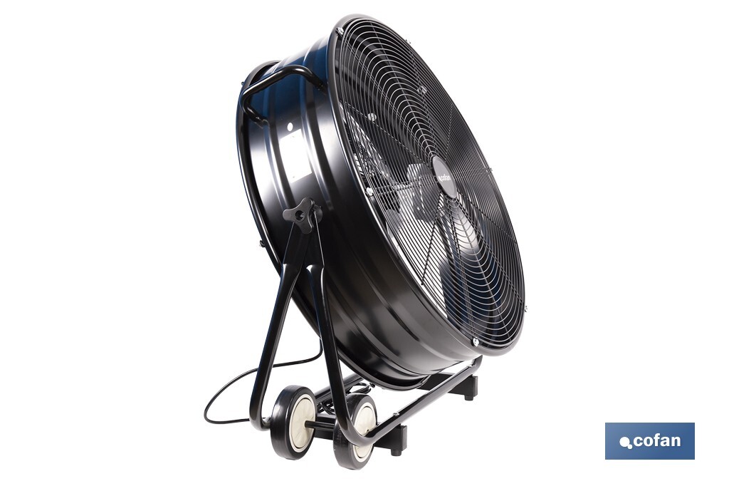 VENTILADOR INDUSTRIAL DE SUELO OSCILANTE NEGRO CON 3 VELOCIDADES Ø60 CM 250 W