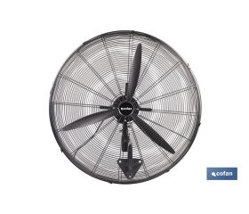 Ventilador industrial de pared con 3 velocidades | Potencia: 200 W | Color: negro | Oscilación 80° | Fácil instalación | Medidas: 81 x 81 x 88 cm