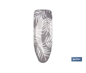 Funda acolchada para tabla de planchar | Tamaño universal | Estampado de ramas blancas | Color: gris bitonal | Material: 100 % algodón | Refleja el vapor | Medidas: 135 x 53 cm