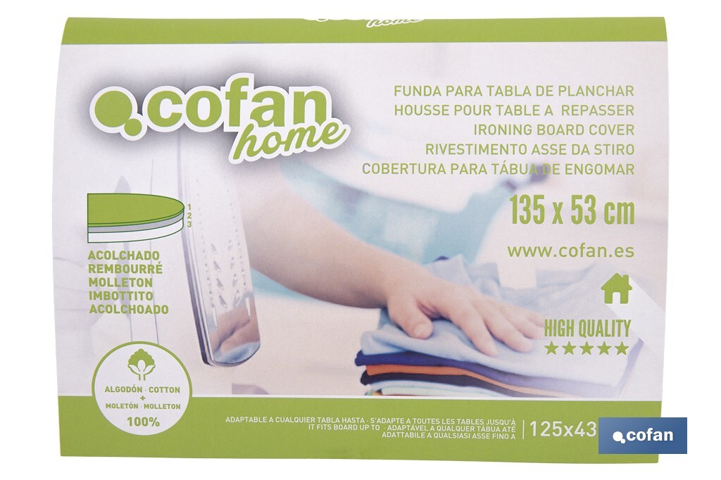 FUNDA ACOLCHADA PARA TABLA DE PLANCHAR 135 X 53 CM  RAMAS BEIGE BITONO