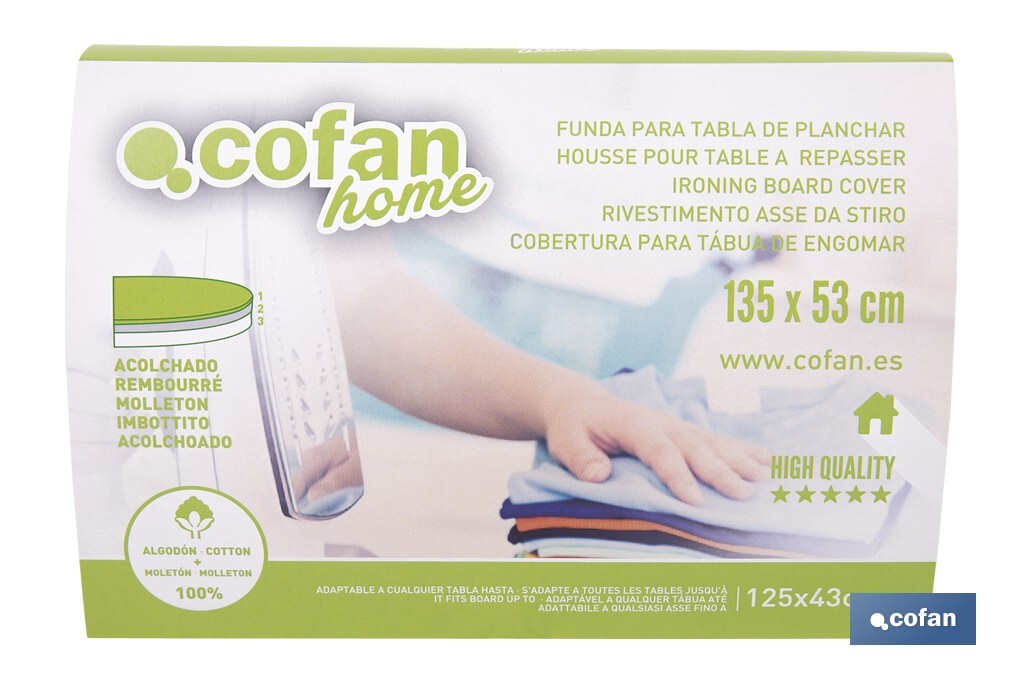 FUNDA ACOLCHADA PARA TABLA DE PLANCHAR 135 X 53 CM  LUNARES