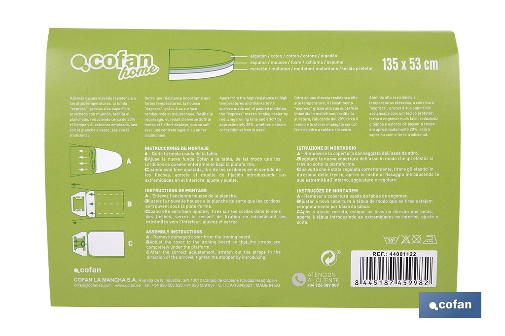 FUNDA ACOLCHADA PARA TABLA DE PLANCHAR 135 X 53 CM  LUNARES