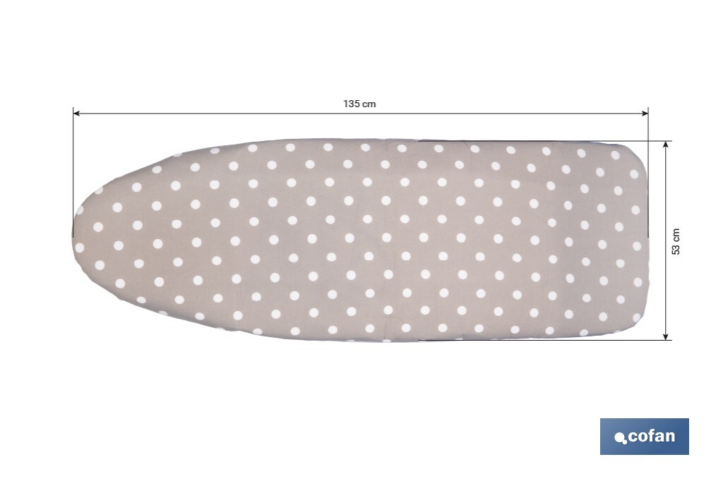 FUNDA ACOLCHADA PARA TABLA DE PLANCHAR 135 X 53 CM  LUNARES