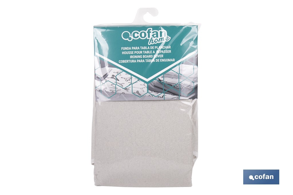 FUNDA ACOLCHADA PARA TABLA DE PLANCHAR 140 X 60 CM GRIS METALIZADO
