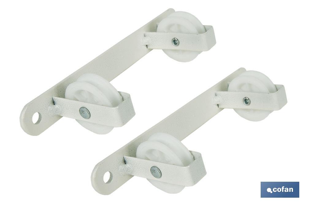 TENDEDERO FIJO DE PARED BLANCO DE DOS PIEZAS CON 2 POLEAS 20 X 6.5 X 2.5 CM