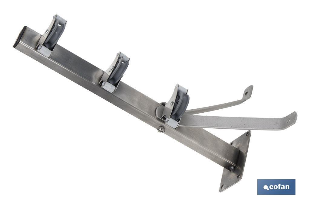 TENDEDERO FIJO DE PARED DE DOS PIEZAS INOXIDABLE 304 3 POLEAS 36.5 x 9.5 CM