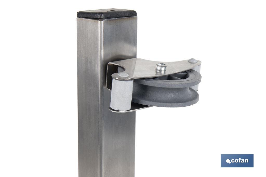 TENDEDERO FIJO DE PARED DE DOS PIEZAS INOXIDABLE 304 3 POLEAS 36.5 x 9.5 CM