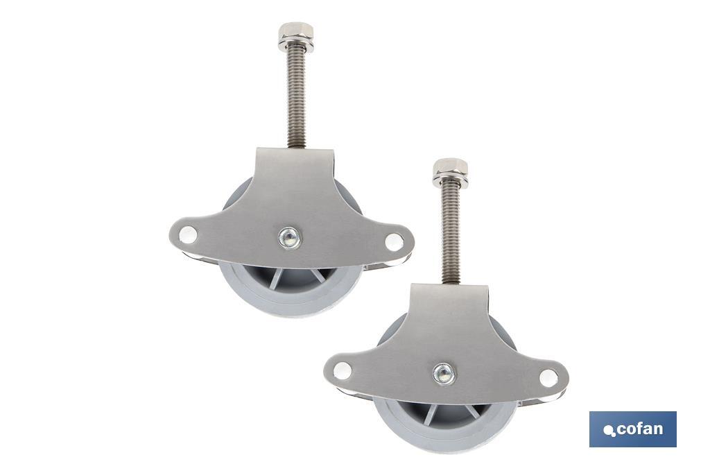 PACK 2 POLEAS PARA TENDEDERO ACERO INOXIDABLE 304  ROLDANA 4 CM