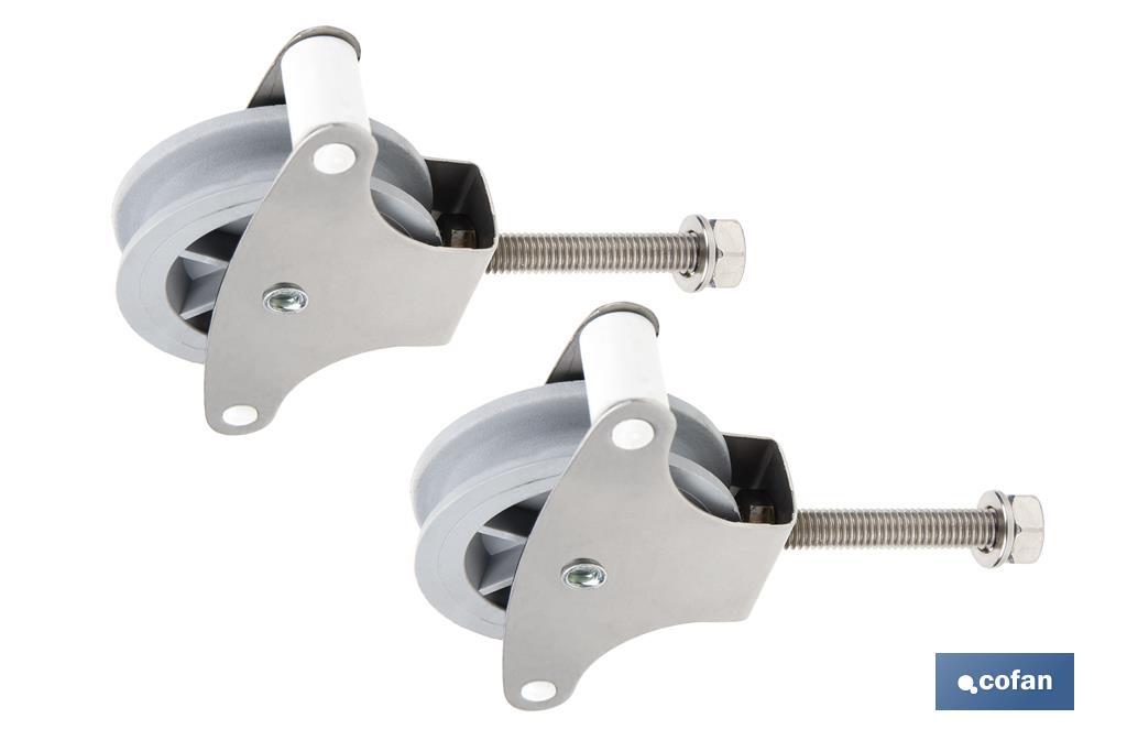 PACK 2 POLEAS PARA TENDEDERO ACERO INOXIDABLE 304  ROLDANA 4 CM