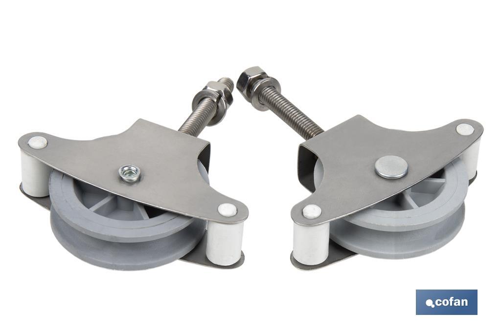 PACK 2 POLEAS PARA TENDEDERO ACERO INOXIDABLE 304  ROLDANA 4 CM