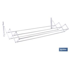 Tendedero de pared extensible en aluminio pulido | Medida: 100 cm | 5 Varillas con 5 metros de área de tendido | Ideal para Interiores y Exteriores