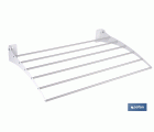 Tendedero de pared abatible | 6 varillas de aluminio | Área de tendido de 4,5 m | Longitud: 75 cm | Color: blanco