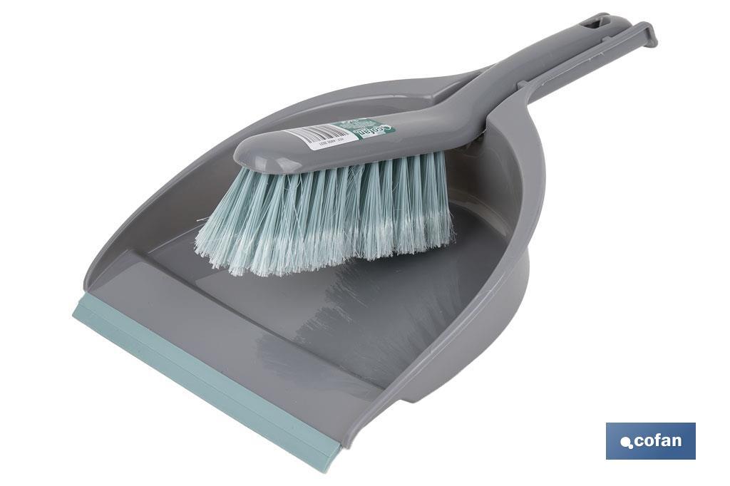 SET DE CEPILLO CON PALA Y BORDE DE GOMA COLOR TURQUESA/GRIS 33 x 23 x 9 CM