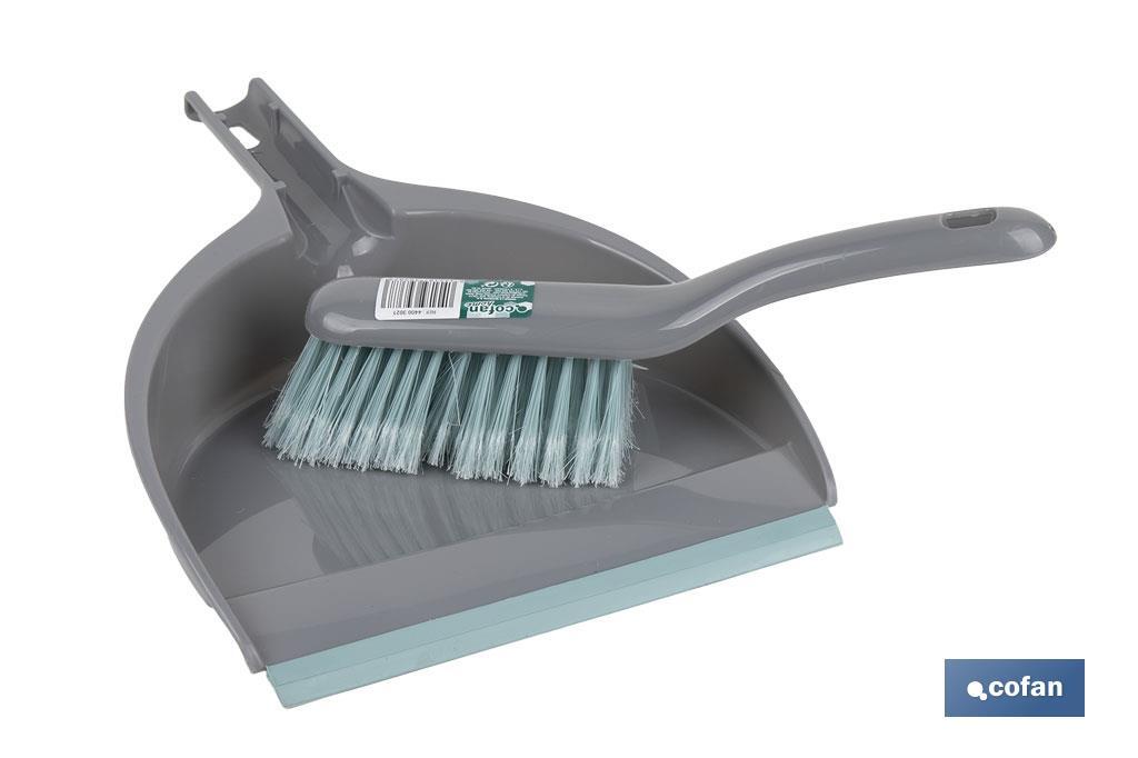 SET DE CEPILLO CON PALA Y BORDE DE GOMA COLOR TURQUESA/GRIS 33 x 23 x 9 CM