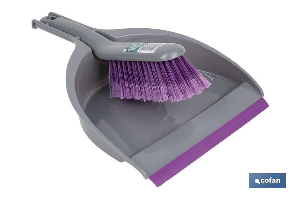 SET DE CEPILLO CON PALA Y BORDE DE GOMA COLOR LILA 33 X 23 X 9 CM