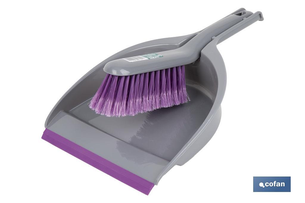 SET DE CEPILLO CON PALA Y BORDE DE GOMA COLOR LILA 33 X 23 X 9 CM