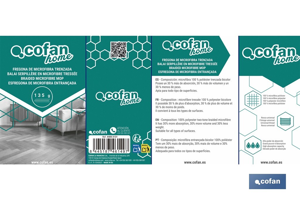 FREGONA TRENZADA MICROFIBRA 135 G