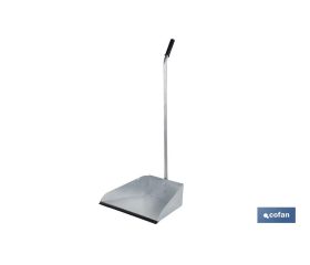 Recogedor metálico industrial con mango curvo | Borde de goma | Material: chapa galvanizada | Resistente y duradero