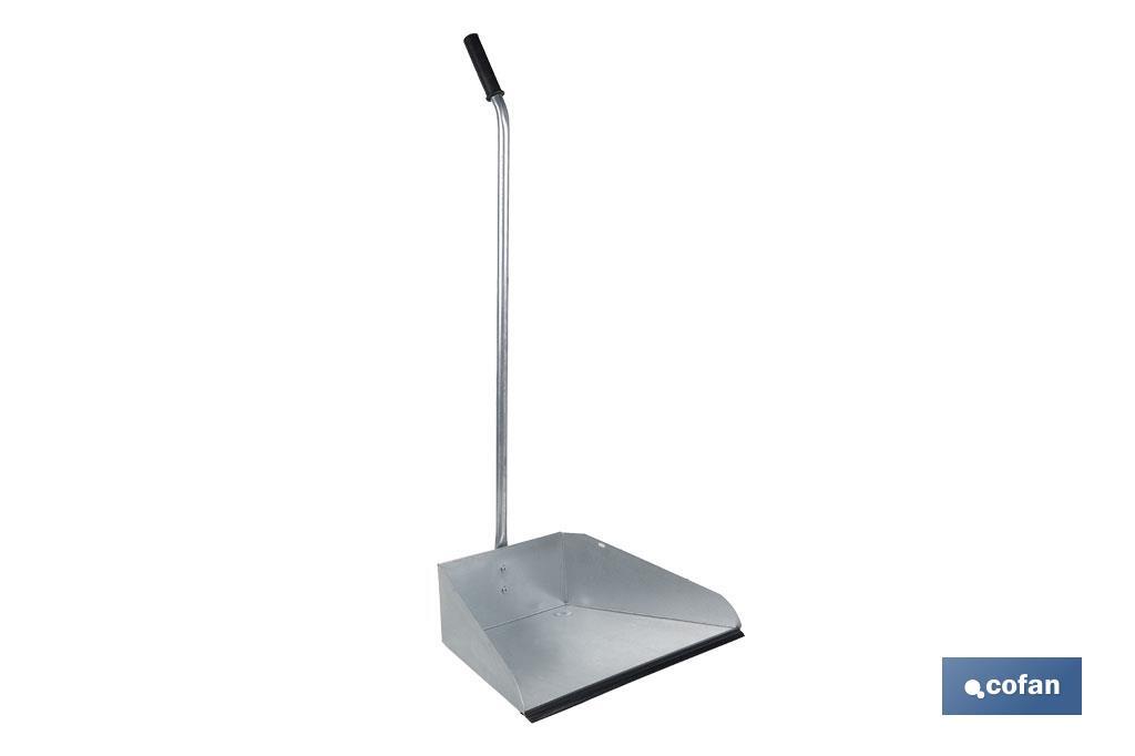 RECOGEDOR INDUSTRIAL GALVANIZADO CON GOMA Y MANGO CURVO