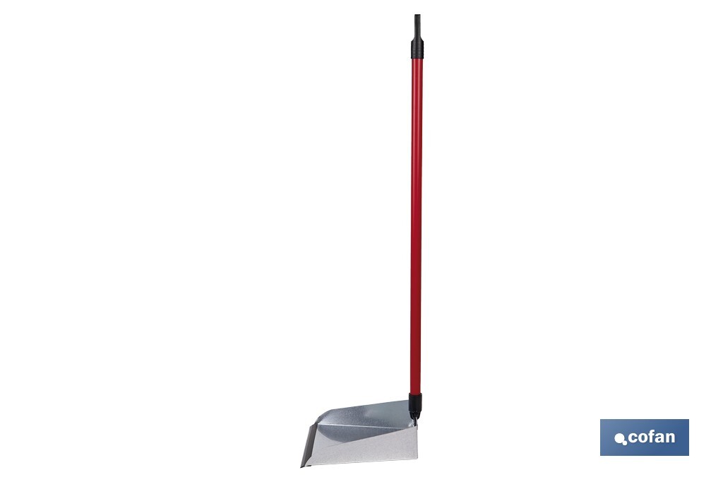 RECOGEDOR METALICO GALVANIZADO CON GOMA Y MANGO 83 X 24 CM