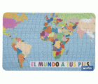 Felpudo entrada El mundo a tus pies | Adecuado para interior y exterior | Material resistente | Base antideslizante | Diseño con mapamundi | Medidas: 40 x 60 cm