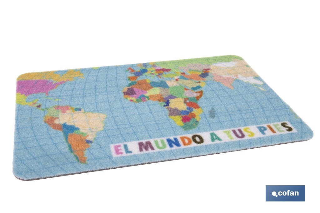 FELPUDO ESTAMPADO DIGITAL  EL MUNDO 40 X 60 CM