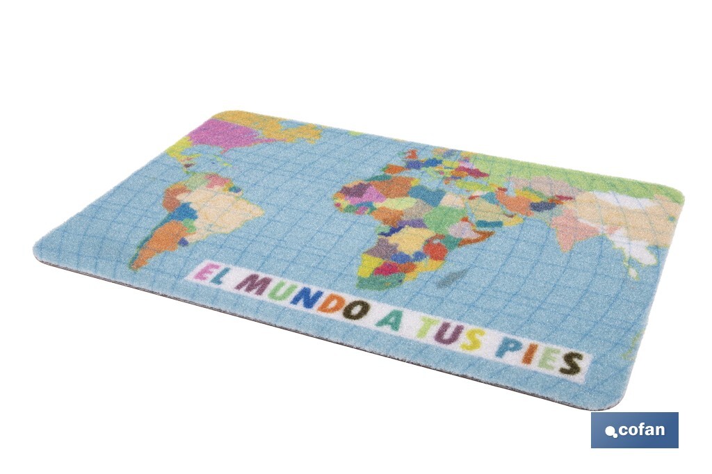 FELPUDO ESTAMPADO DIGITAL  EL MUNDO 40 X 60 CM