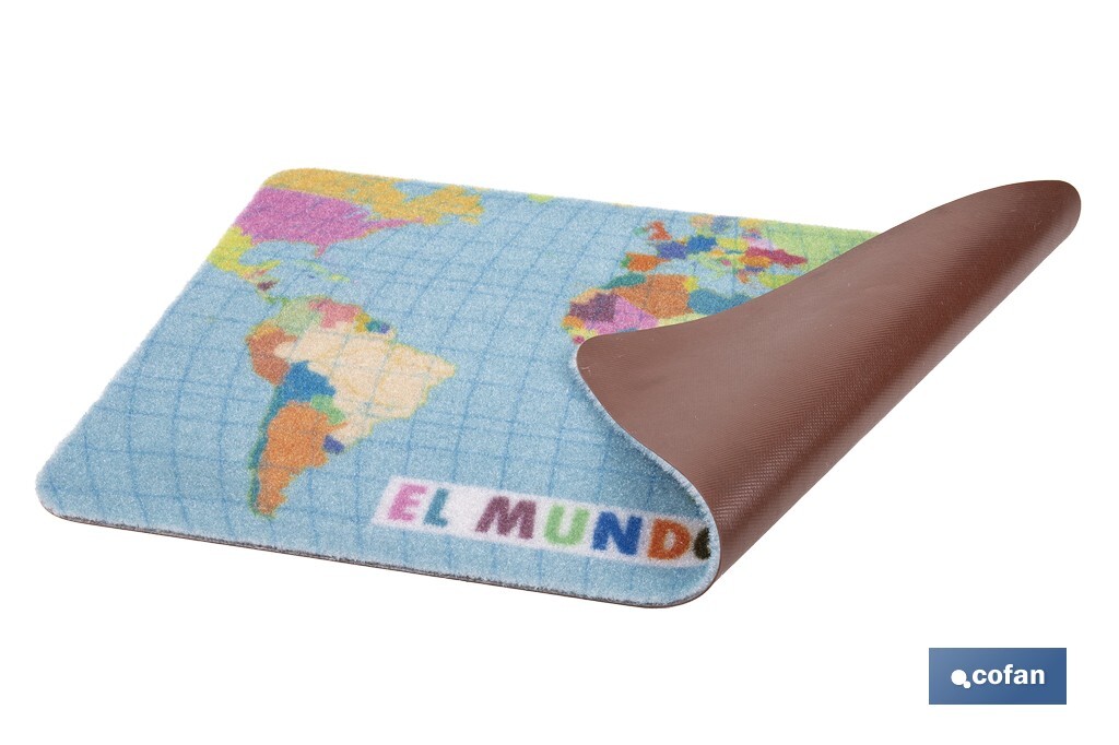 FELPUDO ESTAMPADO DIGITAL  EL MUNDO 40 X 60 CM