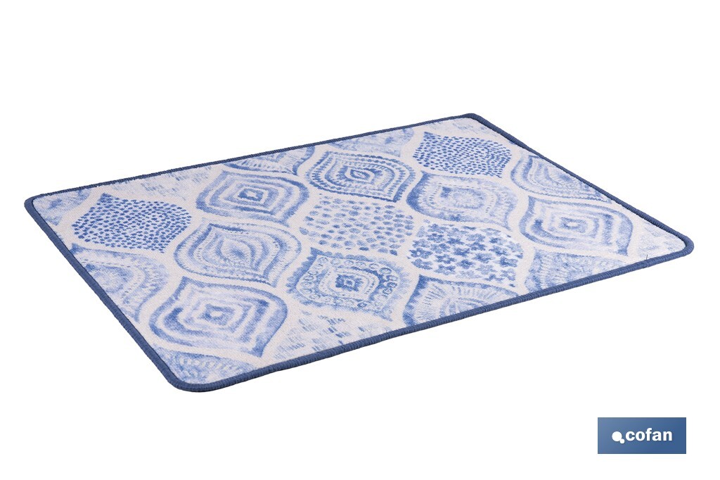 FELPUDO CON ESTAMPADO DIGITAL AZUL 50 x 70 CM